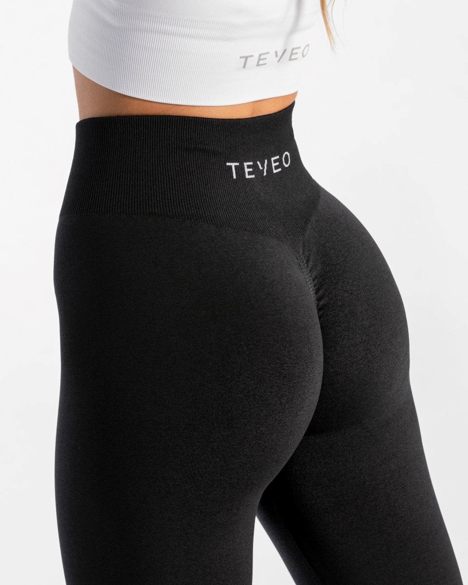 TEVEO Timeless Scrunch Leggings Czarne | 76823ZDVB