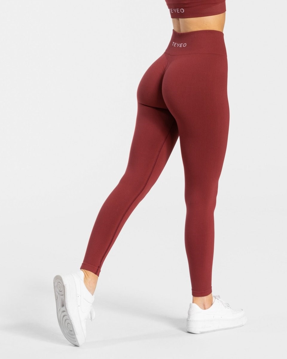 TEVEO Timeless Scrunch Leggings Czerwone | 27034JPZD