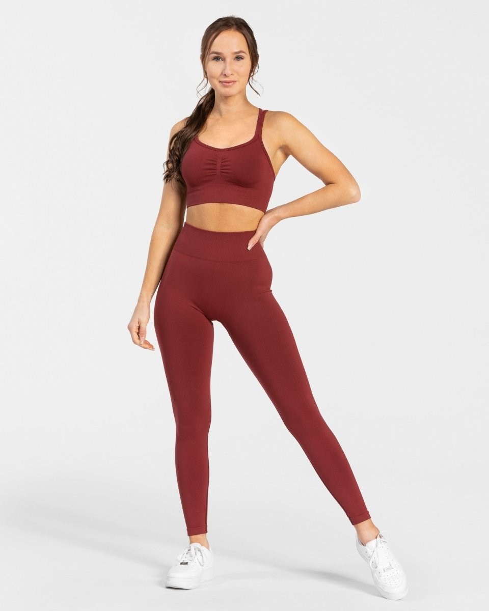 TEVEO Timeless Scrunch Leggings Czerwone | 27034JPZD