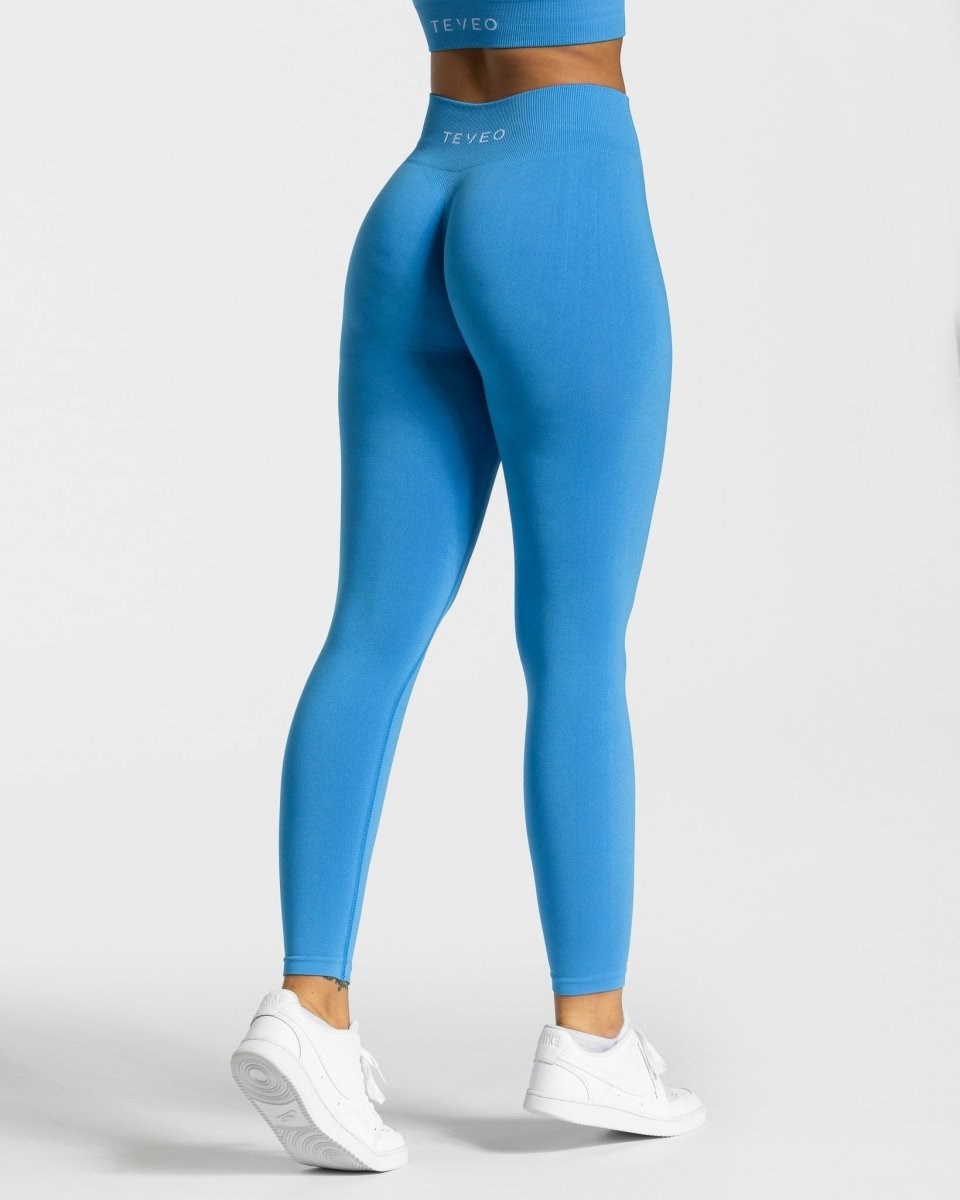 TEVEO Timeless Scrunch Leggings Niebieskie | 93621SDOZ