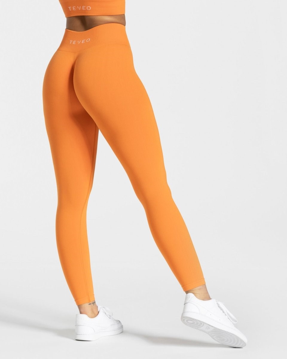 TEVEO Timeless Scrunch Leggings Pomarańczowe | 24895UDNW