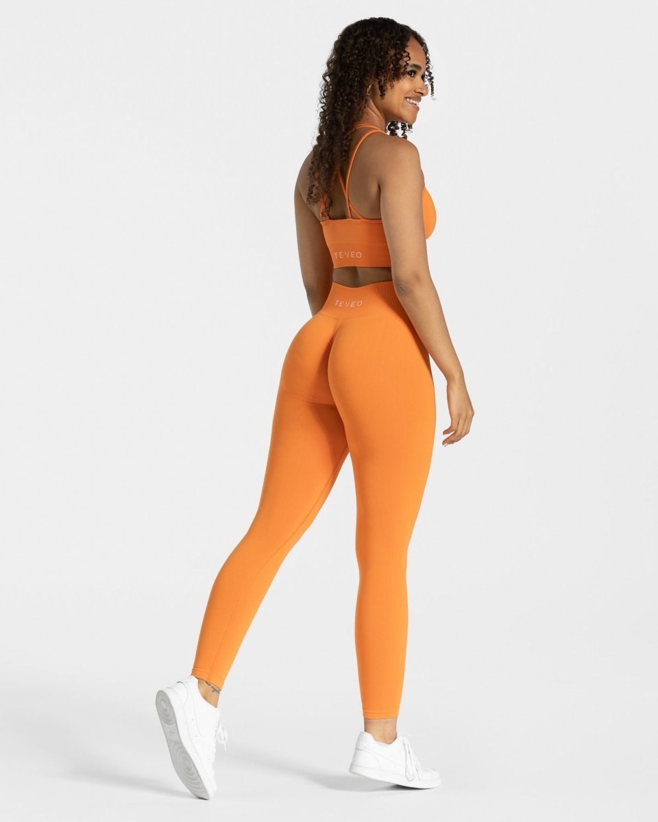 TEVEO Timeless Scrunch Leggings Pomarańczowe | 24895UDNW