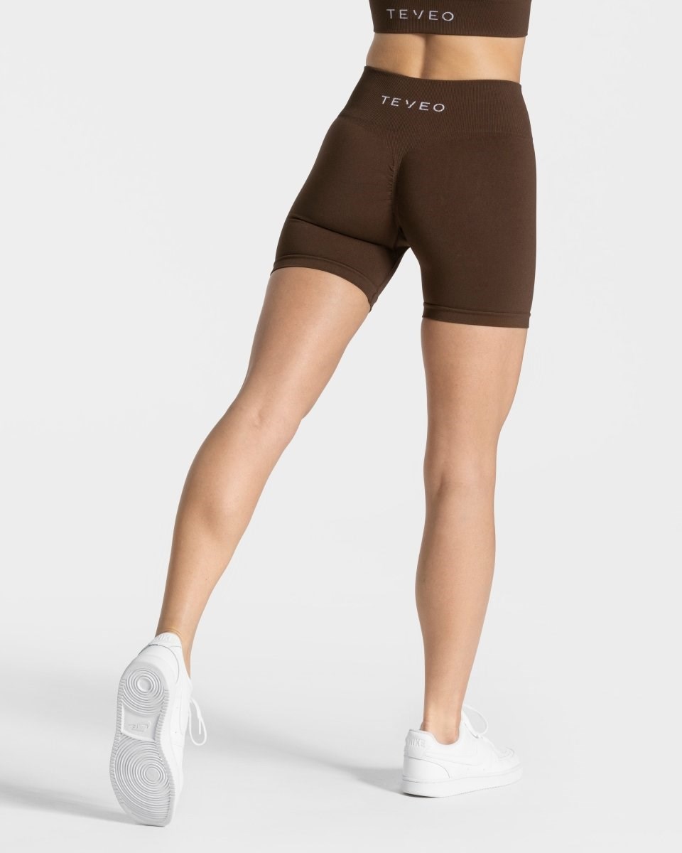 TEVEO Timeless Scrunch Shorts Ciemny Brązowe | 82074JKFD