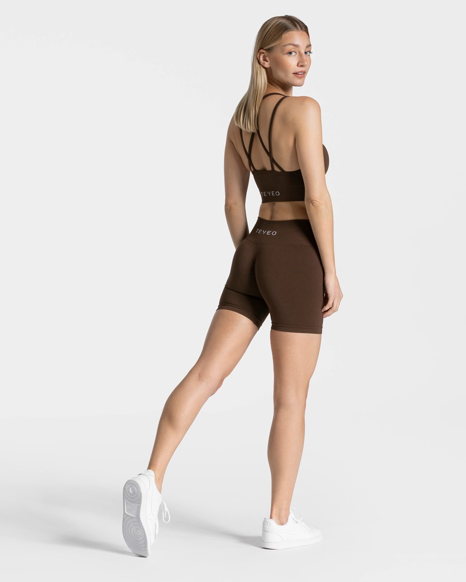 TEVEO Timeless Scrunch Shorts Ciemny Brązowe | 82074JKFD