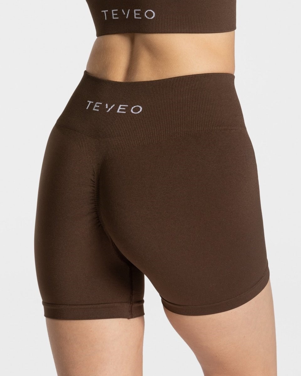 TEVEO Timeless Scrunch Shorts Ciemny Brązowe | 82074JKFD