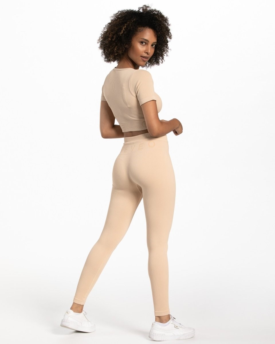 TEVEO Żebrowany Crop Top Nude | 24790VDTK