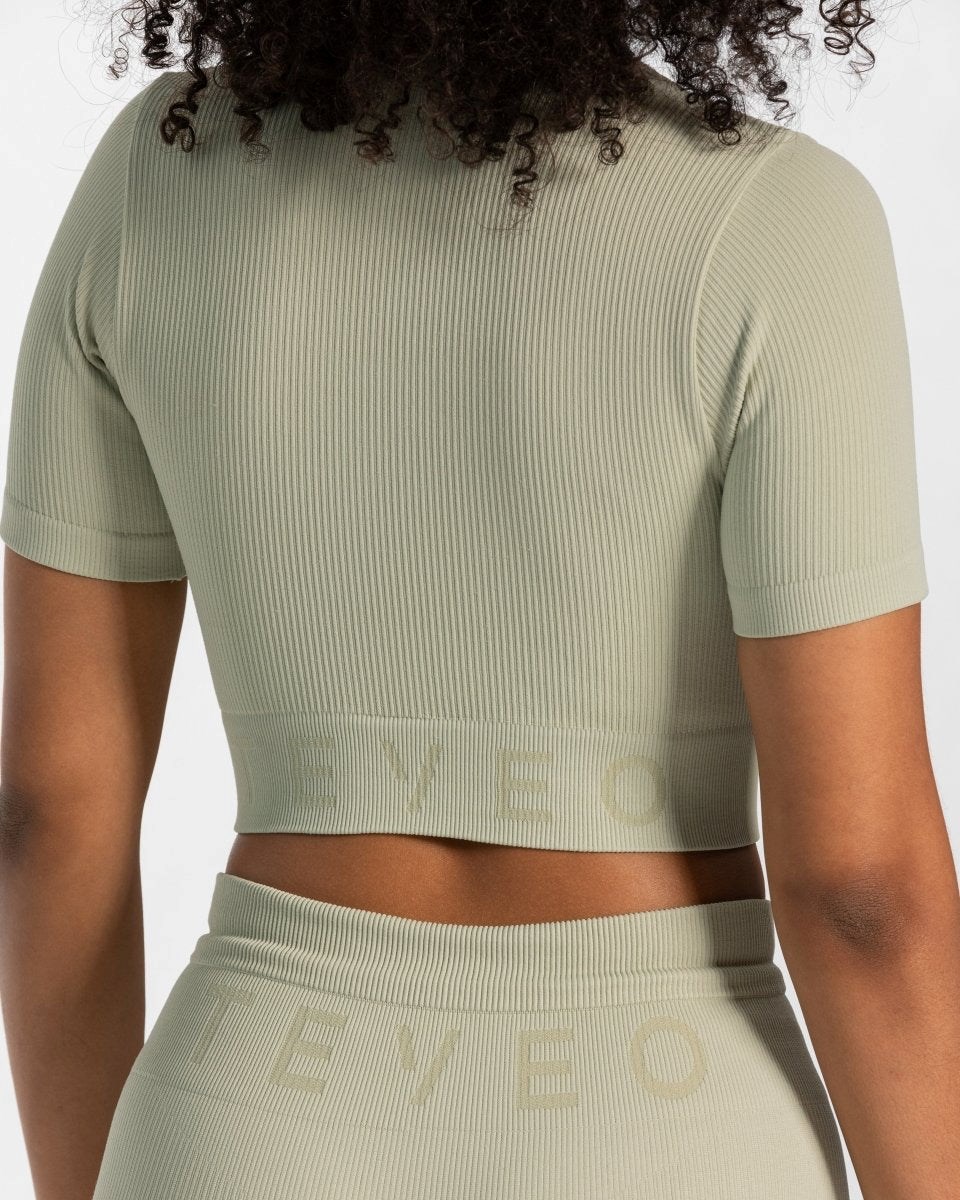 TEVEO Żebrowany Crop Top Salbei | 71954XBNU