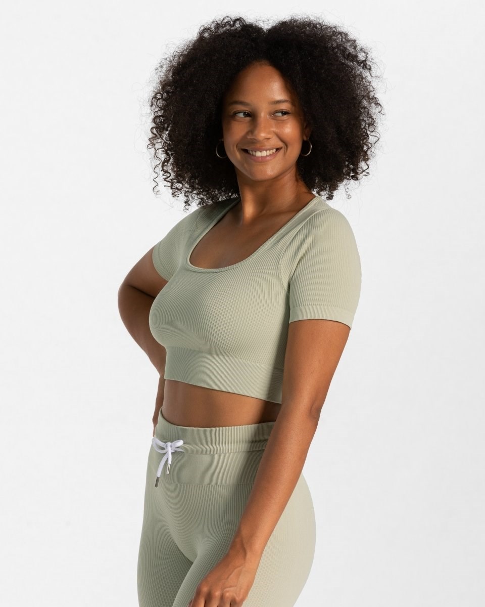 TEVEO Żebrowany Crop Top Salbei | 71954XBNU