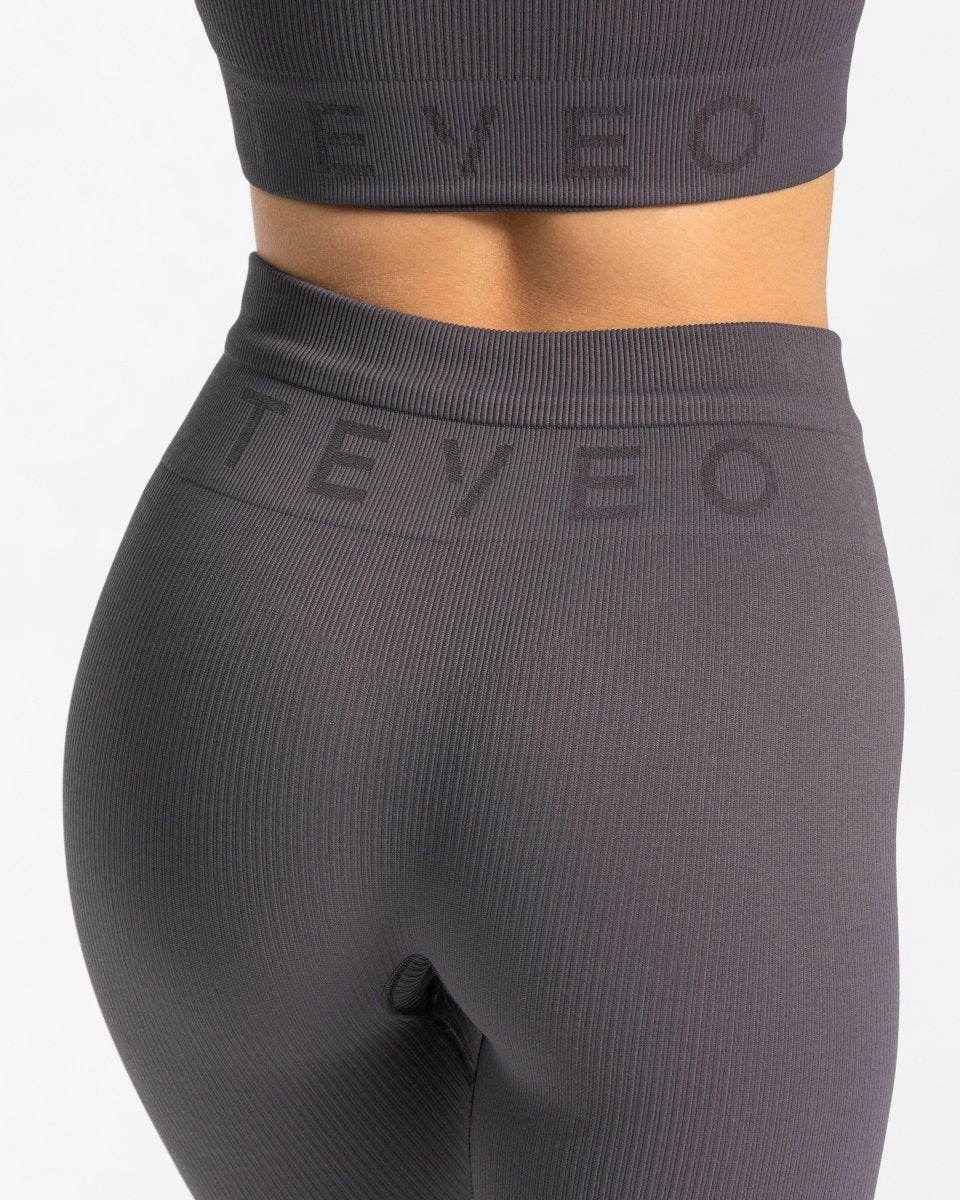 TEVEO Żebrowany Leggings Gray | 83516AYFZ