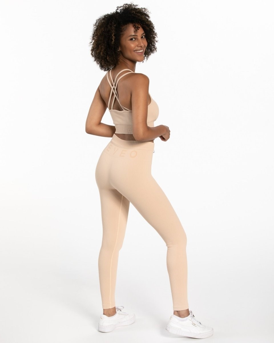 TEVEO Żebrowany Leggings Nude | 23459JLIG