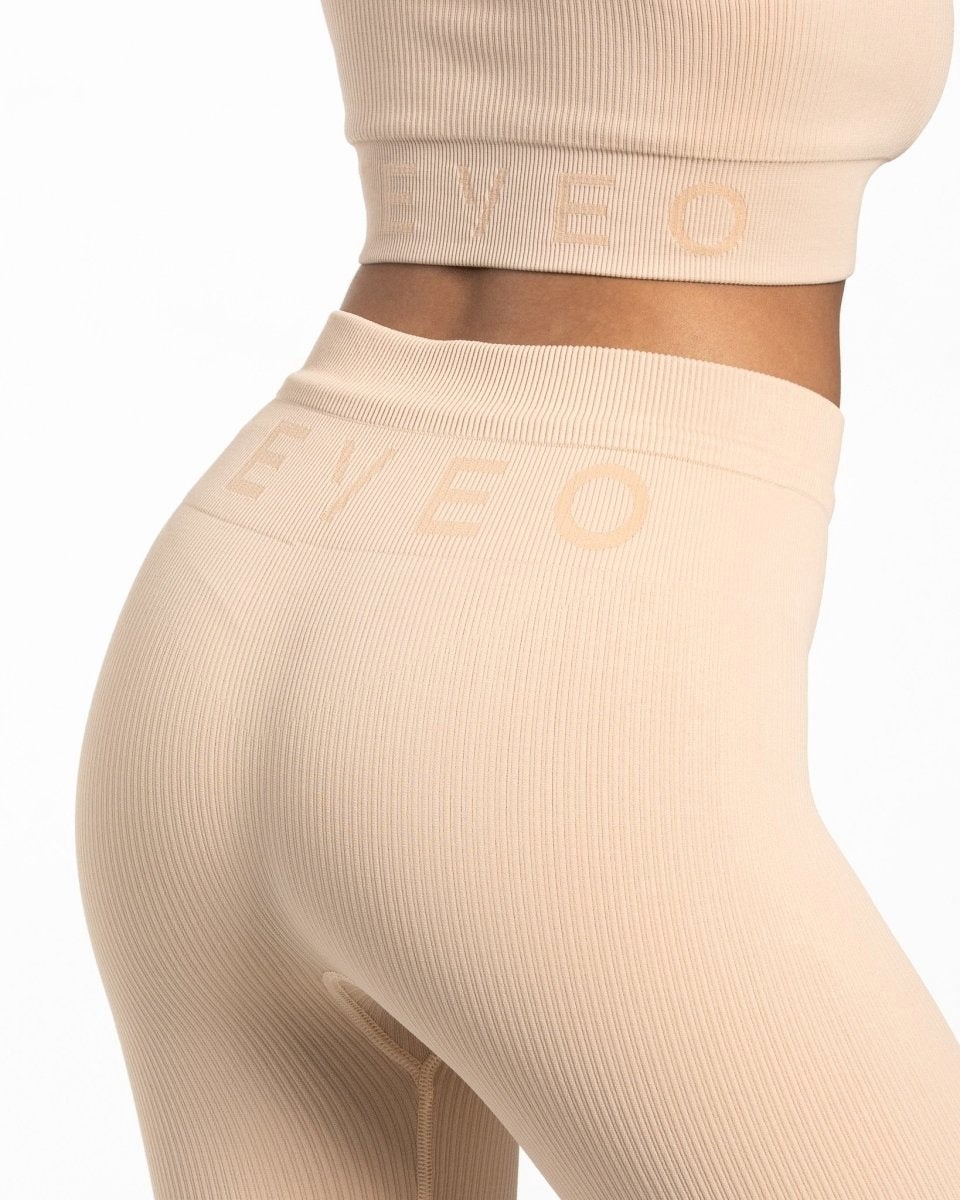 TEVEO Żebrowany Leggings Nude | 23459JLIG