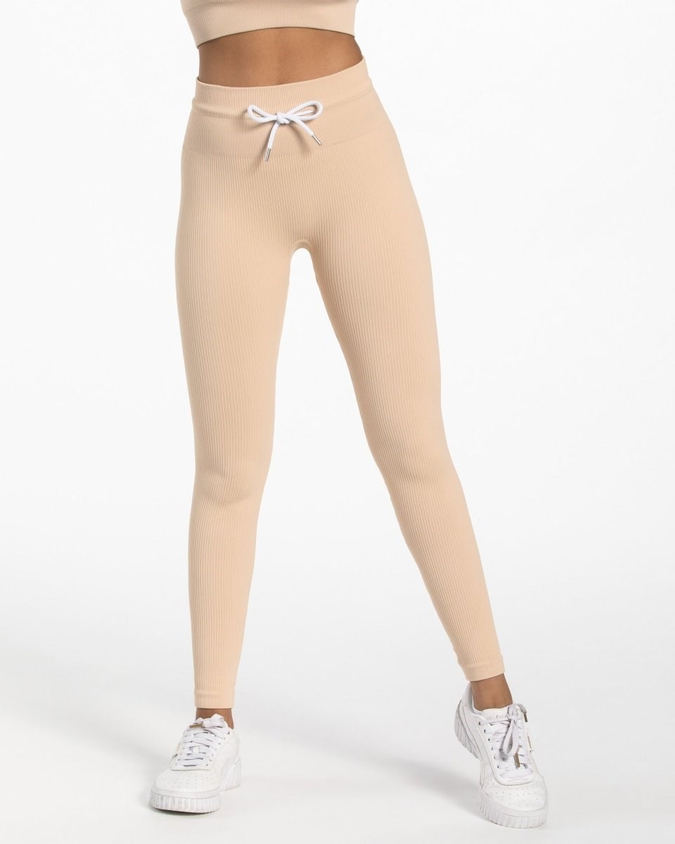 TEVEO Żebrowany Leggings Nude | 23459JLIG