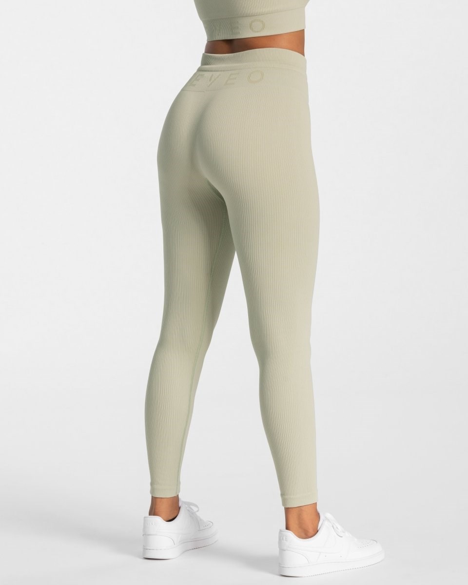 TEVEO Żebrowany Leggings Salbei | 04768UKTR