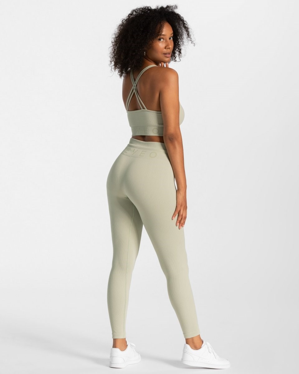 TEVEO Żebrowany Leggings Salbei | 04768UKTR