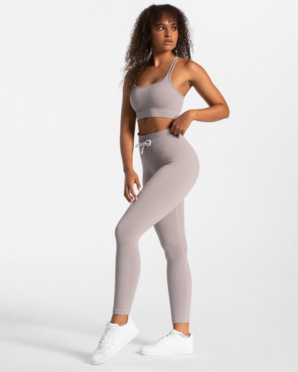 TEVEO Żebrowany Leggings Stone | 76129CQBN