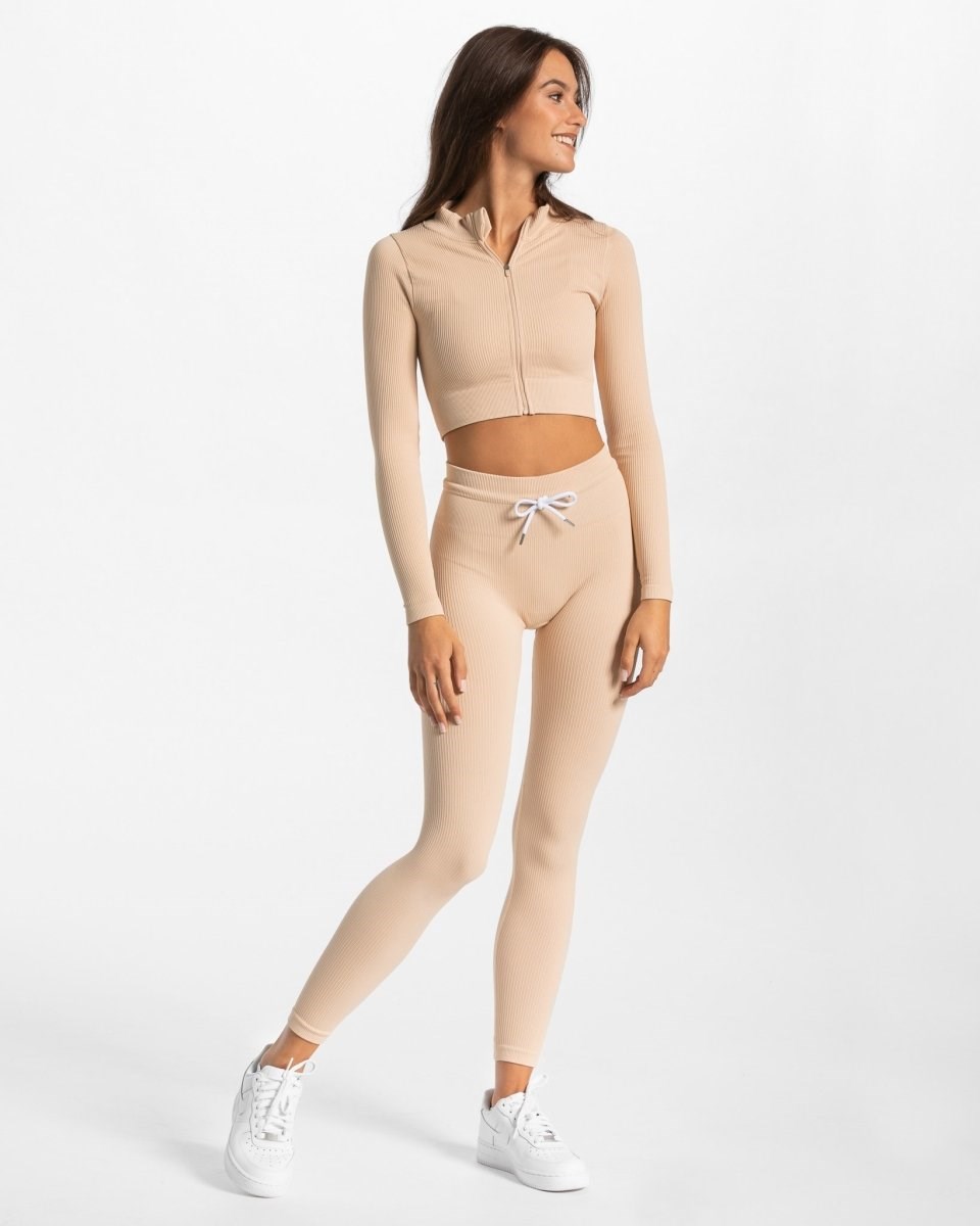 TEVEO Żebrowany Zip Jackets Nude | 01853HFIA