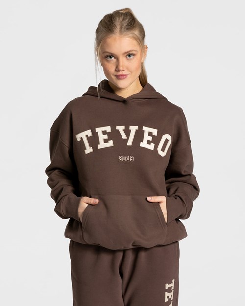 TEVEO College Oversized Hoodie Ciemny Brązowe | 43168TCSE