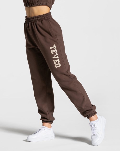 TEVEO College Oversized Jogger Ciemny Brązowe | 72851DGIF