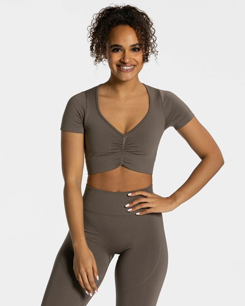 TEVEO Focus Crop Top Taupe | 45362LVXF