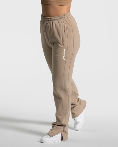 TEVEO Sassy Slit Jogger Beżowe | 49730CQHM