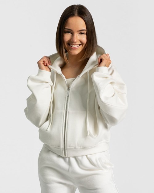 TEVEO Sassy Zip Hoodie Białe | 56941TEHD