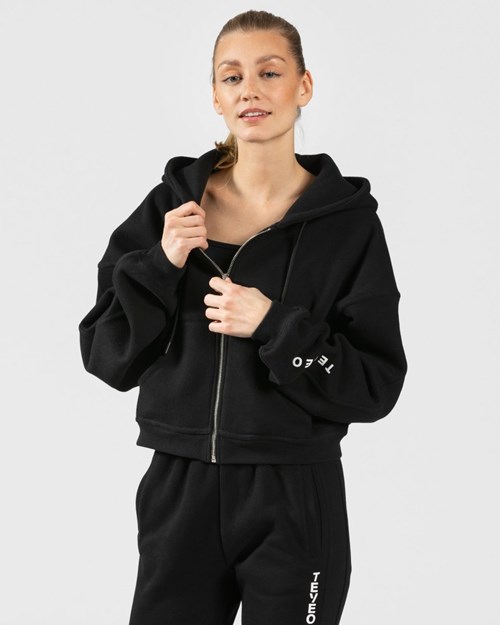 TEVEO Sassy Zip Hoodie Czarne | 25839LVOI