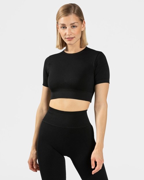 TEVEO Sensation Crop Top Czarne | 69837AHKJ