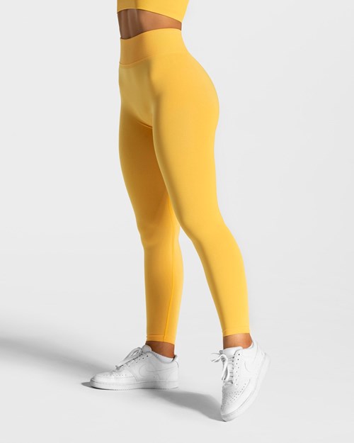 TEVEO Statement Scrunch Leggings Żółte | 38127AJLI